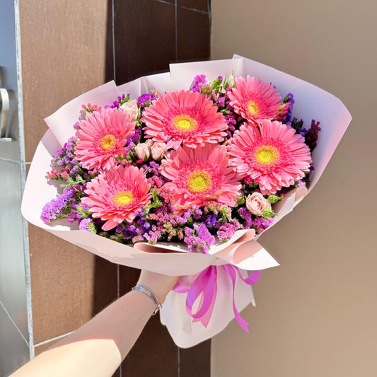 Ramo de 6 gerberas rositas